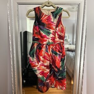 Ann Taylor Watercolor Sleeveless Asymmetrical Cocktail Dress US Petite Size 0